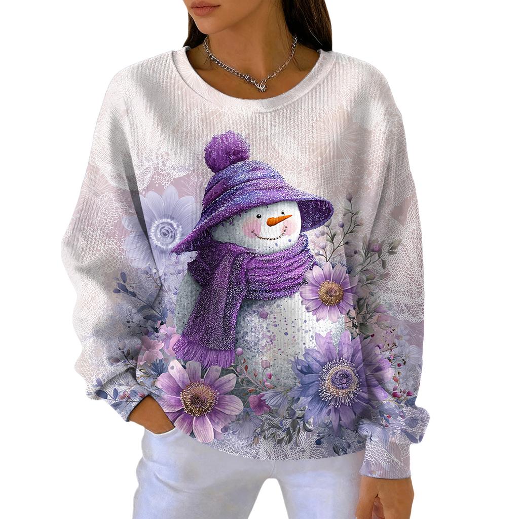 Women's Fashion Casual Gradient Christmas Print Pullover Sports Long-Sleeve Top