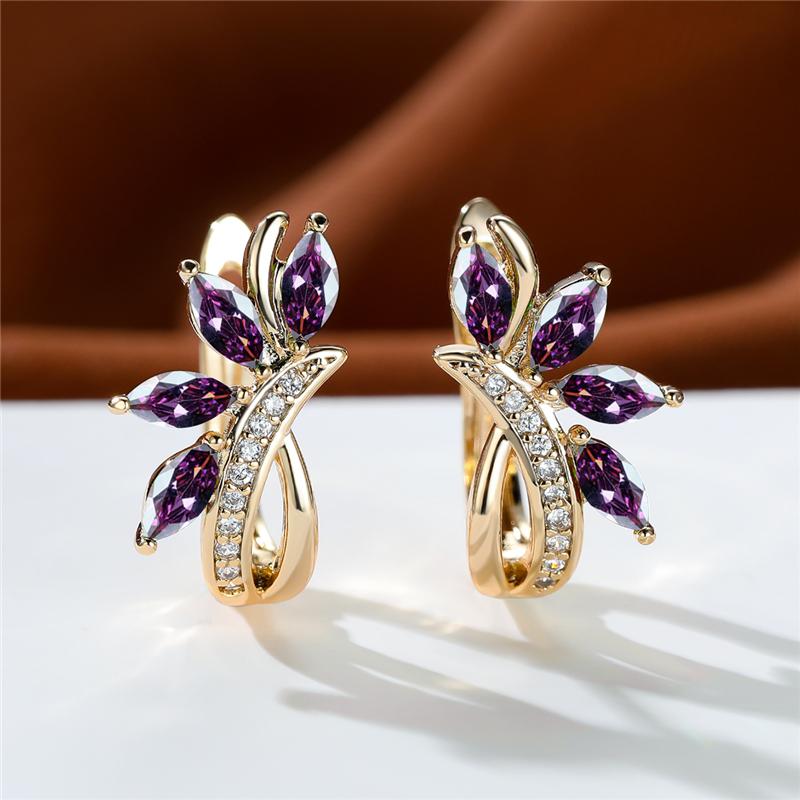 Нежные серьги-кольца с зеленым камнем и цветком маркизы для женщин, роскошные свадебные серьги золотого цвета, ювелирные изделия