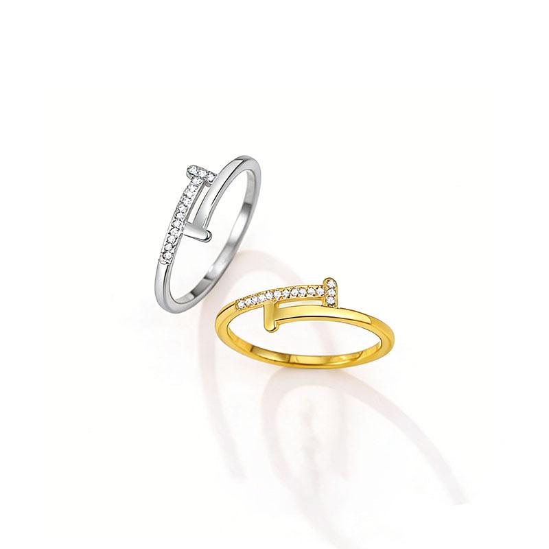 Fashionable and Light Luxury Double T Titanium Steel Ring Women's High-end Index Finger Ring Trendy Accessory