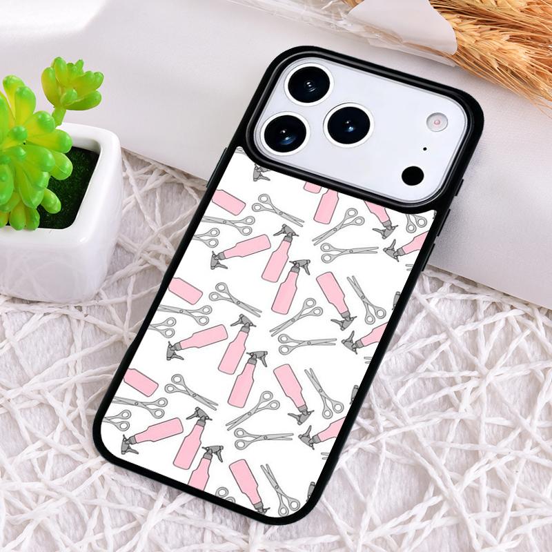 Hair Stylist Scissors Brush Switch Phone Case for iPhone 17 Air 16 15 11 12 14 13 Pro Max Shockproof Cover