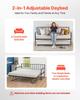 Twin Size Daybed Frame, Height Adjustable Day Bed with Trundle, Heavy Duty Metal Platform Bed Frame with LED Light and Charging Station, Twin Daybed