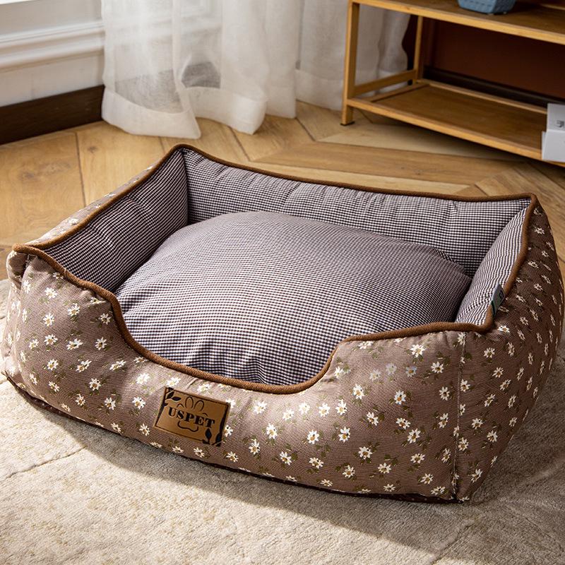 Цветочная свежая летняя лежанка для собак от маленьких до средних пород, съемная и моющаяся, всесезонная