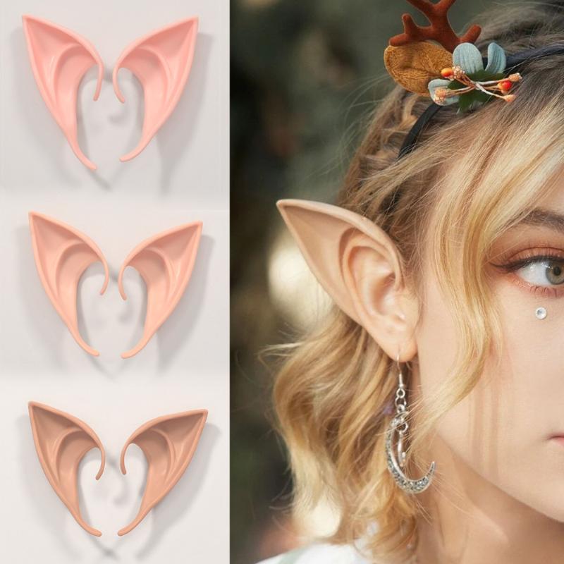 Non Toxic Realistic Soft Latex Elf Ears Vampire Fangs Easy to Clean for Halloween Masquerade Cosplay Props