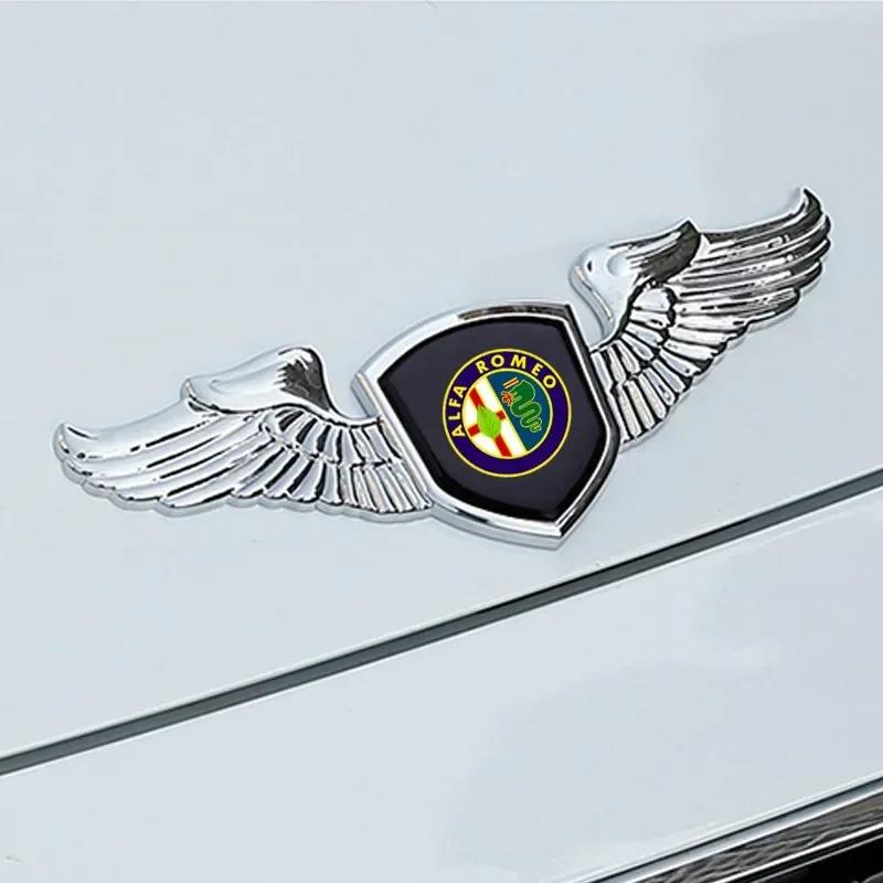 IZGZ4 Car Styling Metal Chromed Emblem Badge Sticker for Alfa Romeo Alfa Rome 155 159 156 Giulia Mito Stelvio 4C Spider GT Accessories