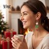 Lightweight Christmas Ornaments 1 Pair Wooden Dangle Drop Earrings for Women, Cute Santa Festive Party Jewelry Gingerbread Candy Cane Earrings,