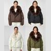 Women's short V-shaped large fur collar cotton clothes, elastic hem, winter coat, multi-color optional, offline stalls, take in batches
