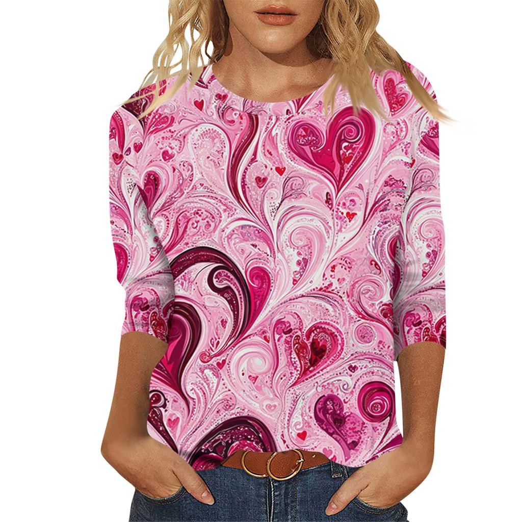 Женский модный и повседневный свитер с рукавом семь четвертей и принтом ко Дню святого Валентина