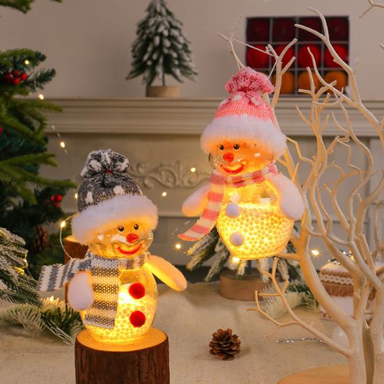 Фигурка снеговика со светящейся подсветкой, рождественское настольное украшение, кукла-снеговик, работающая от батареек, украшение для снеговика