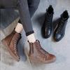 Women Fashion Thick-soled Martin Boots Fur Retro Ankle Boots Soft-soled Women Short Boots