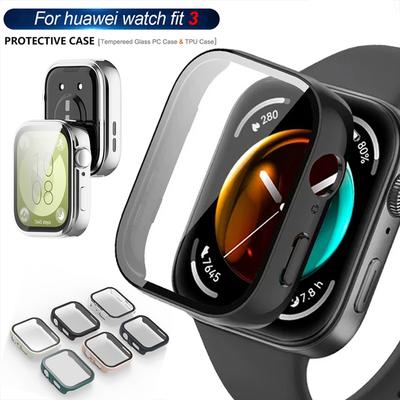 Стекло + чехол для Huawei Watch Fit 3, универсальная защита экрана, жесткий ПК-бампер, чехол для часов из закаленного стекла для Huawei Watch Fit 3