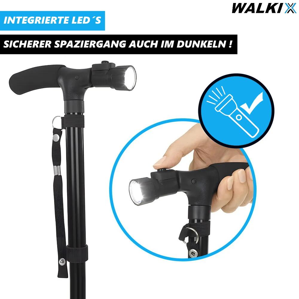 Трость для ходьбы WALKIX складная трость для ходьбы походная трость помощь при ходьбе светодиодная регулируемая высота