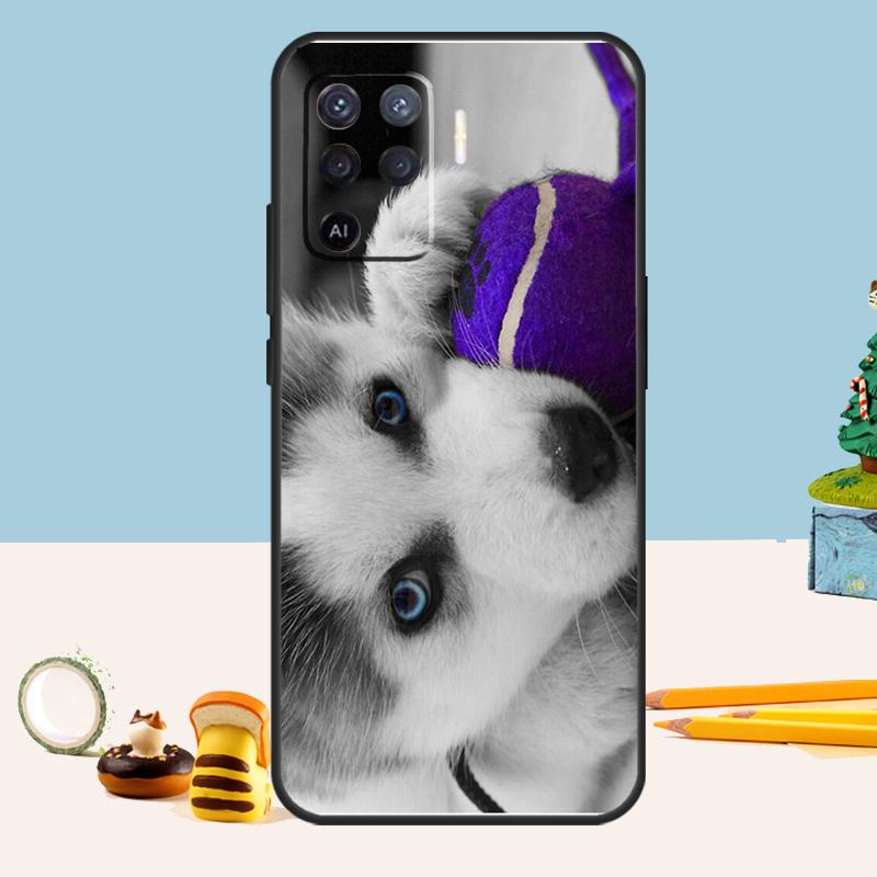 Чехол для животного собаки хаски для Oppo A98 A78 A58 A18 A38 A74 A94 A54 A15 A17 A57 A6 A5 Pro A16 A76 A96 A40 A60 A80