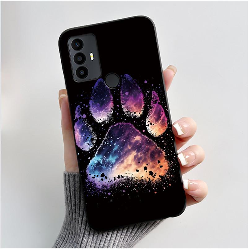 Anti-scratch Casing For TCL 30 SE/TCL 30E/TCL 306/TCL 305 Cover Soft Silicone Black Shell Golden Butterflie And Flower Pattern