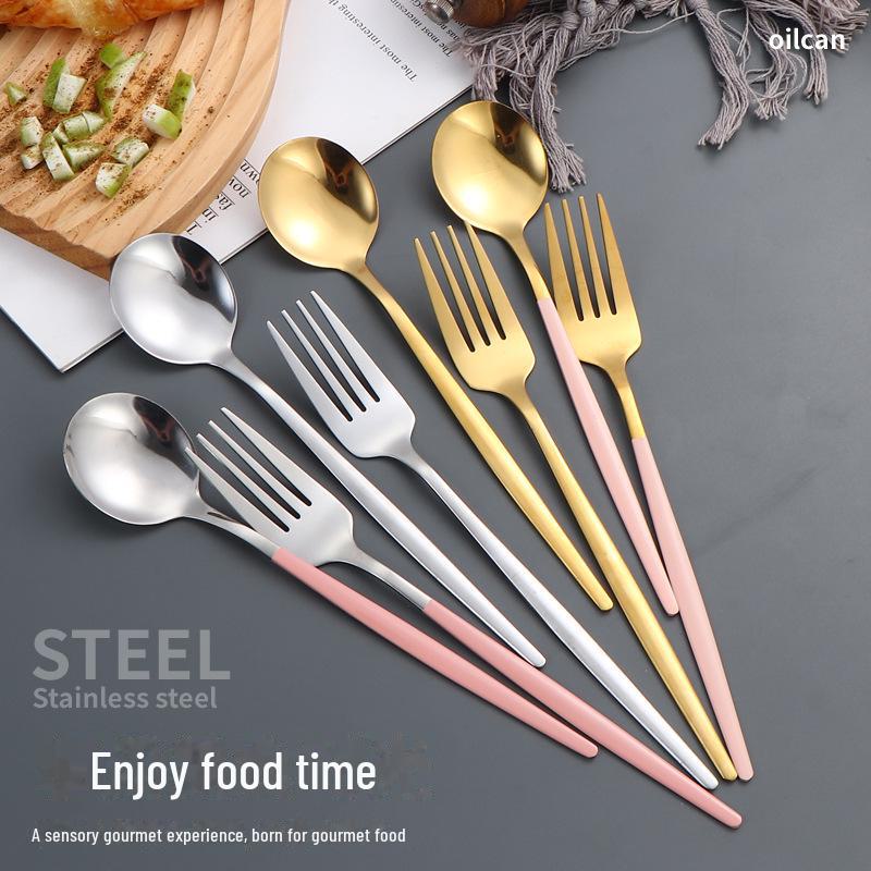 Набор ложек и вилок из португальской титановой позолоченной нержавеющей стали