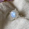 Blue Fire Rainbow Moonstone Gemstone 925 Sterling Silver Handmade Gift Ring