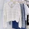 V-neck Hollow Knitted Sweater Women's Long Sleeved Spring and Autumn Sweater Loose Cover Sweater Small Shirt Beautiful Top