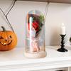 Halloween Light Up Pumpkin In Clear Cloche Handmade Glowing Pumpkin Light for Home Kitchen Mantel Tabletop Indoor Halloween Decoration