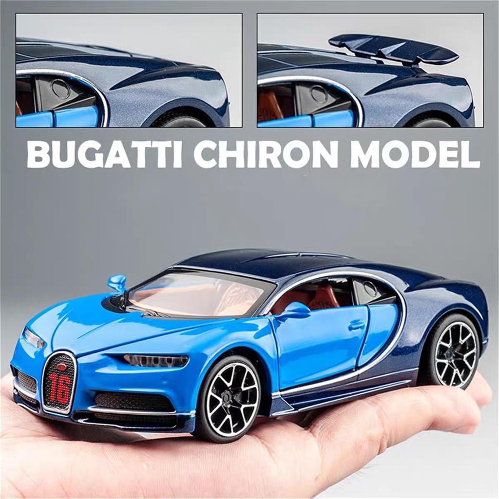 Bugatti Chiron Supersport Simulation Diecast & Toy Vehicles Sounds & Light Pull Back Car 1:32 Alloy Model Gifts For Children