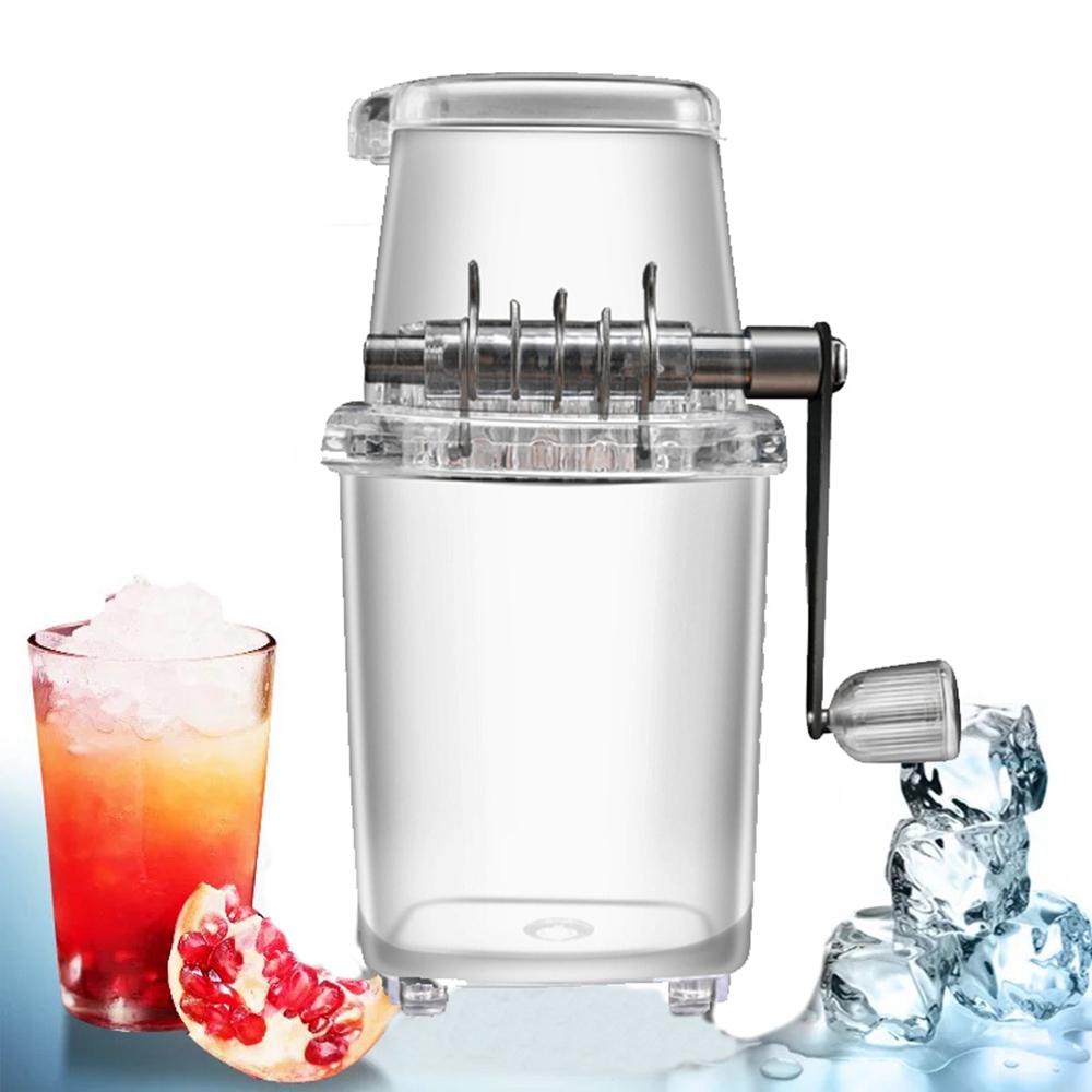 DIY Hand Crank ice machine Transparent Home Ice Blender Manual Shaver Ice Chopper Ice Crusher