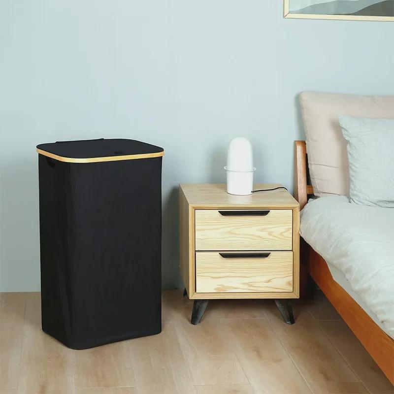 Портативная складная водонепроницаемая корзина для белья из ткани Оксфорд с крышкой и сетчатым мешком для хранения в ванной комнате