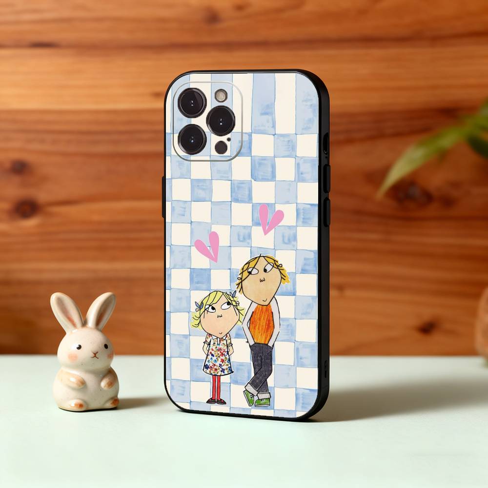 Аниме чехол для телефона Чарли и Лола для iPhone17 16 15 14 13 12 11 Pro Max Plus, 5G Мягкий черный чехол