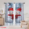 2pcs,2D plane printing Curtains Digital Printed Snowy Cheer Duo Versatile Polyester Fabric (without rod) All Seasons for Living