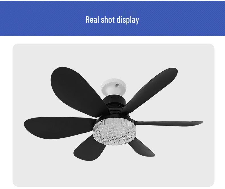 Светодиодный вентилятор - Патрон E27, Легкая установка, Бесшумный пульт дистанционного управления, Трехцветный, Шестилопастной дизайн для детской спальни.