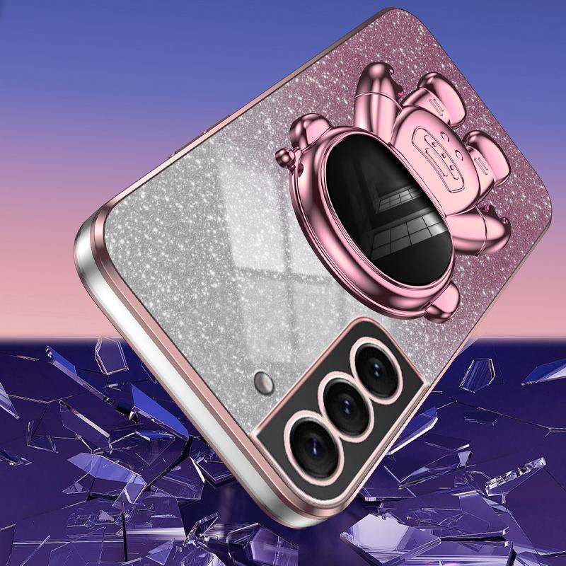 For Samsung Galaxy S21 5G/4G Anti-Collision Case PC+TPU Phone Cover with Astronaut Kickstand