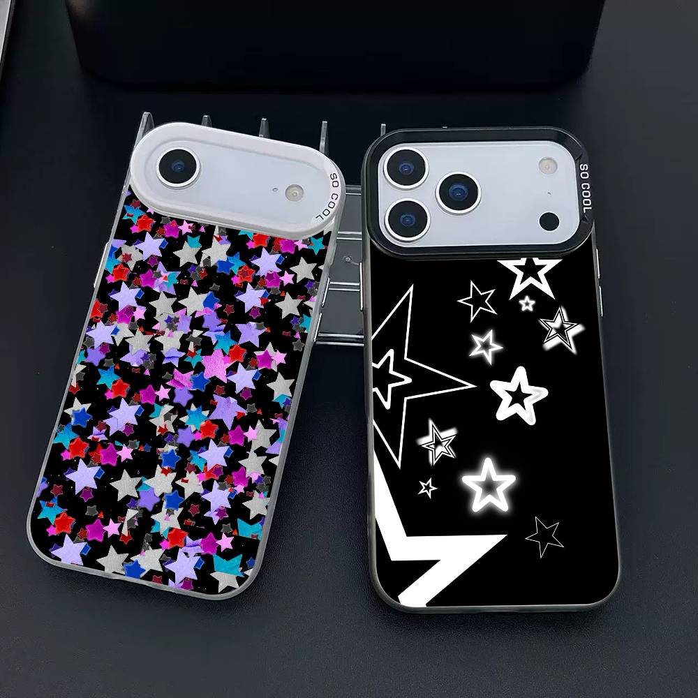 Чехол со звездами для iPhone 17 17Air 16 15 14 13 12 11 Pro Max Plus Цветной Серебристый