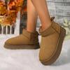 Зимние новые модные женские сапоги 2024 года, короткие плюшевые теплые зимние сапоги с круглым носком, повседневные замшевые туфли на плоской платформе, женские туфли Zapatos