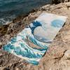 Beige Cartoon W-wave-e art Towel Large Quick-Drying Microfiber soft Beach Towel for Travel Fitness Sauna Bathing Camping
