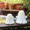 2 Pcs Ceramic Ghost Figurine Light-Up White Ghost Statue Small LED Ghost Halloween Tabletop Sculptures for Indoor Table Tray Shelf Bedroom Decor