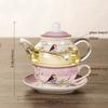Flower Tea Pot Ceramic Teacup Saucer Heat Resistant Glass Teapot Filter Porcelain Office Coffee Cup Mug Afternoon Set