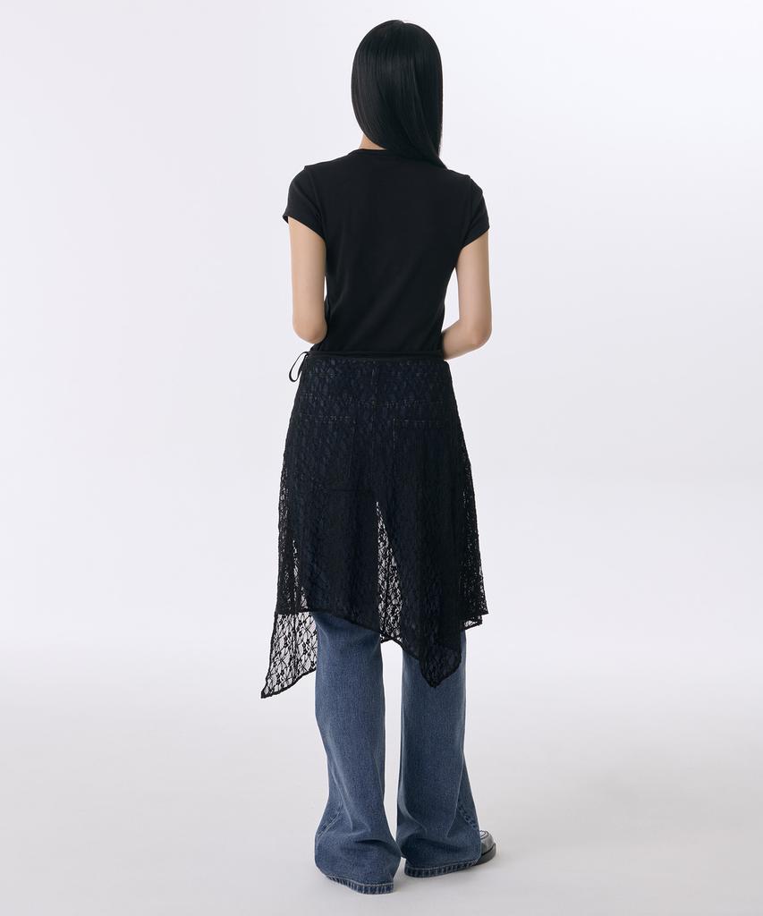 Musinsa Standard Woman Women'S Lace Layered Wrap Skirt [Black]