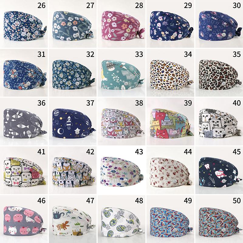 99 стилей эластичная шапка медсестры хирургическая шапка хлопковая маслостойкая пылезащитная регулируемая начес с принтом