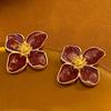 Серьги-гвоздики Roselle Dropped Glaze Flower для женщин и девушек, французские винтажные свадебные романтические ювелирные изделия, подарки