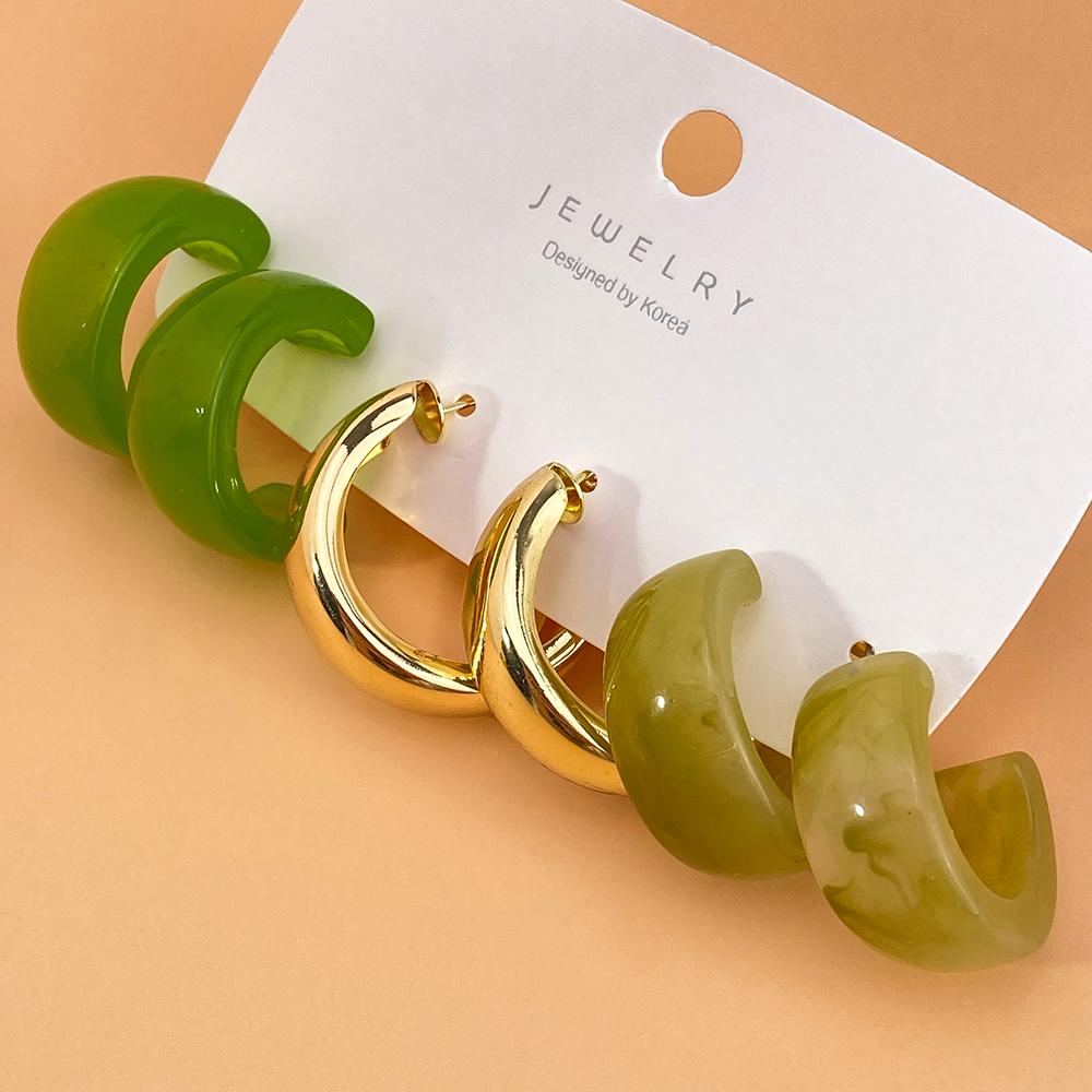 Набор серег-колец из акриловой смолы в стиле панк для женщин, модные круглые серьги, темпераментные трендовые ювелирные изделия