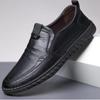 Men's Genuine Leather Breathable Casual Non-Slip Driving Shoes for Autumn/Winter - Mid-Aged Dad Style.