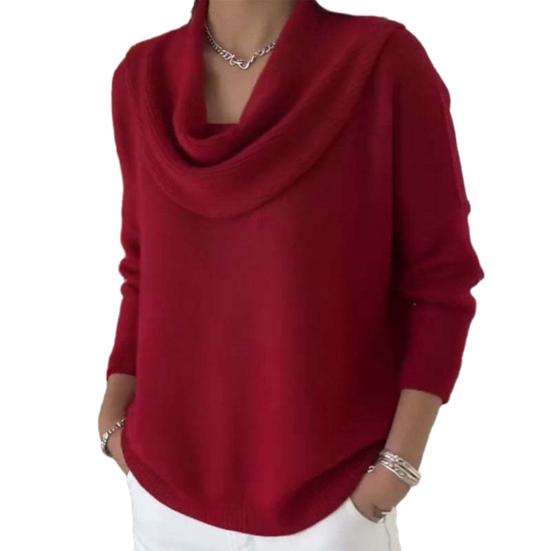 Женский свитер с отложным воротником, длинным рукавом, однотонный, джемпер, топы, облегающий крой, мягкий, дышащий, для зимней многослойности, повседневный, вязаный