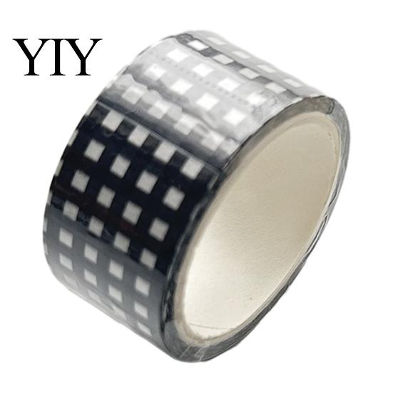 Casual Style Washi Tape Black White Grid Tape, Plaid Pattern Decorative Masking for Arts, DIY Crafts, Journals, Planners, Scrapbooking, Gift Wrapping