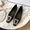 Fashion Luxury Glod Square Toe Single Flats Women Soft Leather Bowtie Ballerina Shoes Shallow Mouth Slip On Loafers Women Espadrilles