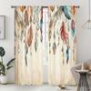 2 шт. штор с принтом богемных перьев, подходят для украшения спальни, гостиной, кухни, домашнего декора, украшения окон