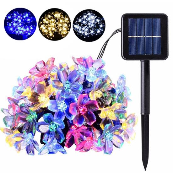 7m IP65 Waterproof Fairy Solar Sakura String 50LEDs Lights Garden Party Decor