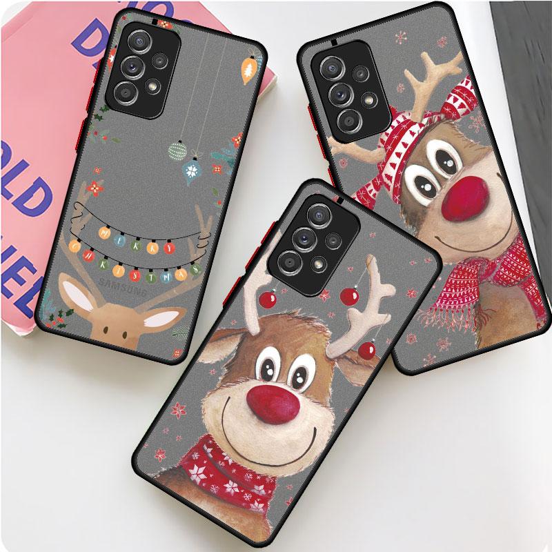 Рождественские подарки на Новый год лось снег матовый чехол для Samsung Galaxy A52 A12 A51 A32 A21s A71 A32 5G A12 A22 A53 A70 A50 телефон чехол