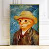 Cat With Pearl Earring Print Mona Lisa Cat Classic Art Cat Poster Renaissance Style Wall Art Parody Cat Canvas Painting Decor