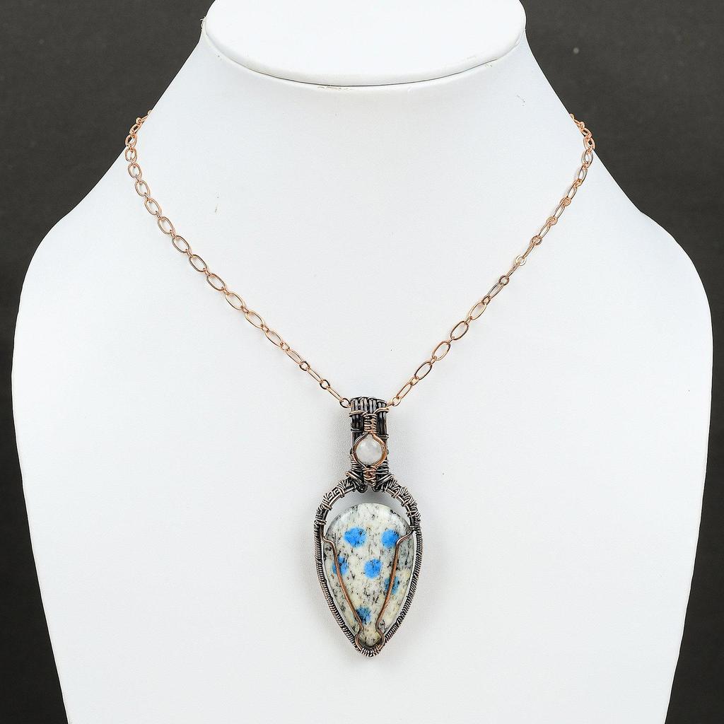 K2 Jasper Copper Pendant Copper Wire Wrapped Jewelry Gemstone Pendant Handmade Copper Wire Pendant Rainbow Moonstone Pendant Gift For Mother