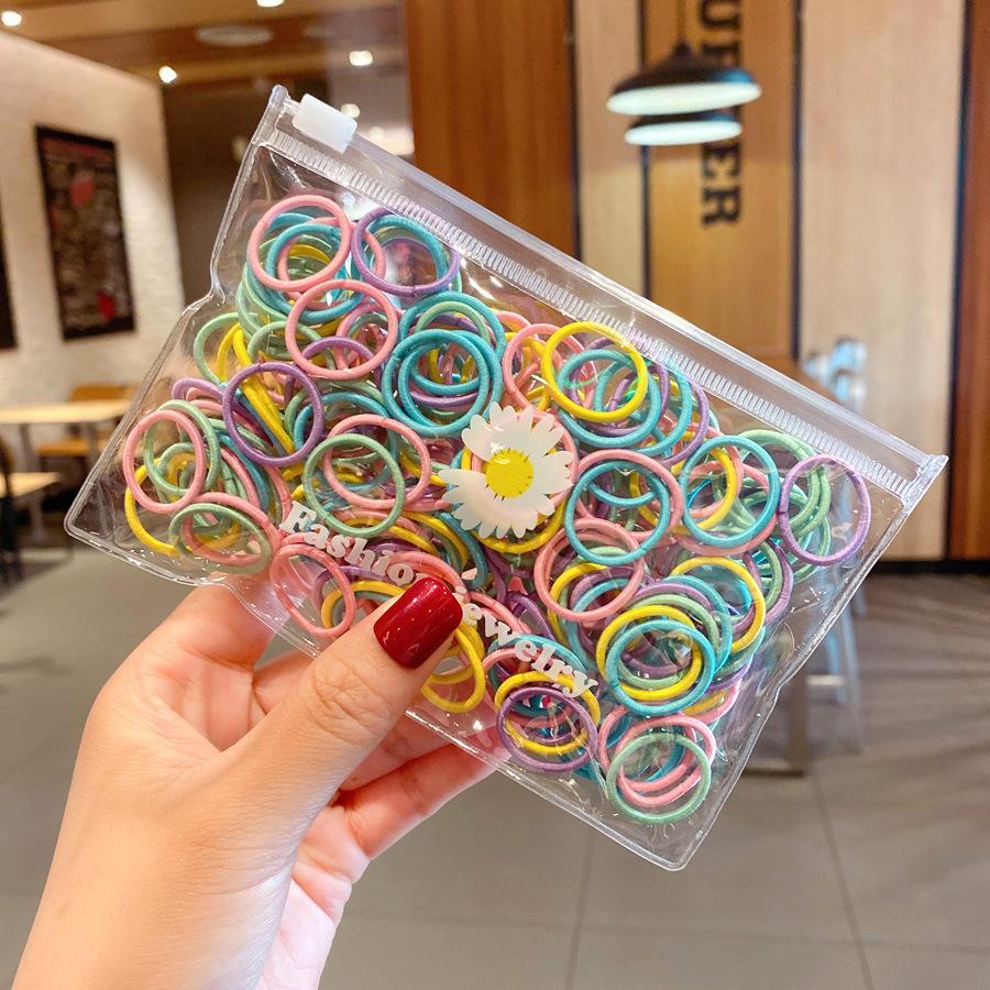 100CS красочные маленькие ленты для волос 2 см для маленьких девочек, эластичные резинки, детские резинки для волос, держатель для хвоста, повязки на голову, аксессуары для волос