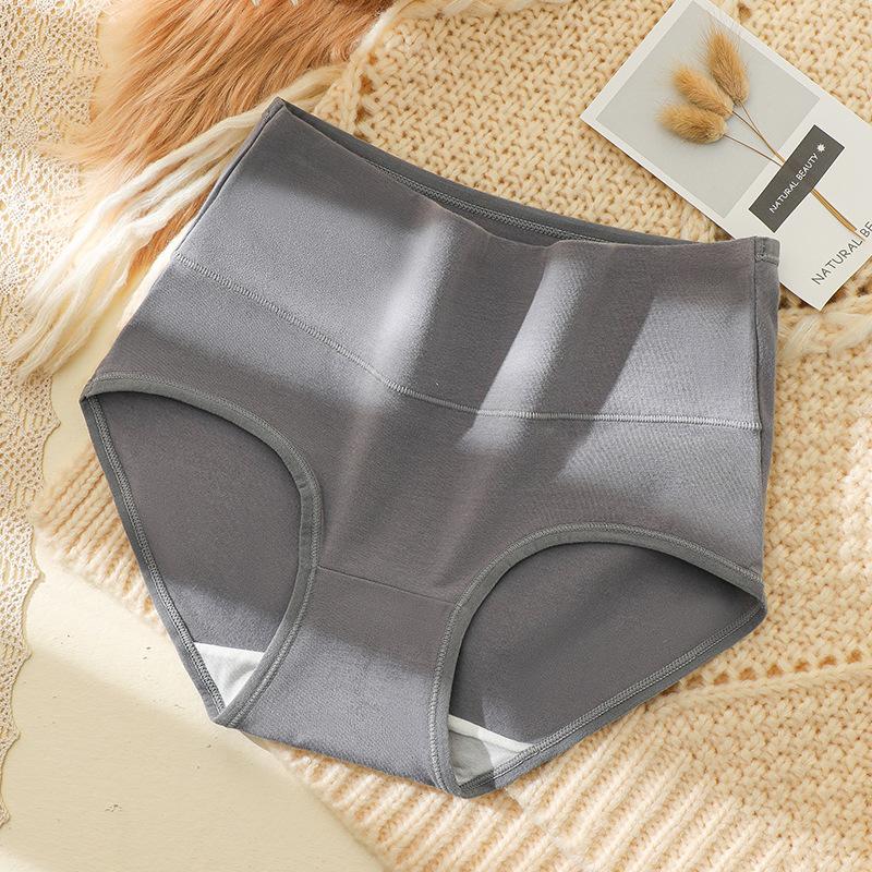 Однотонное нижнее белье большого размера с высокой талией, хлопковые трусы, бесшовное минималистское и атмосферное нижнее белье