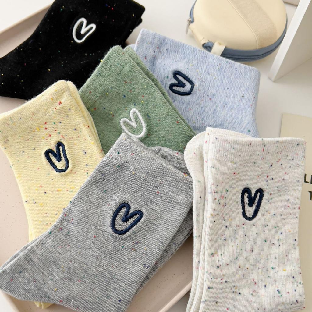 Love Embroidery Ideas Yarn Tube Socks Female Tide Spring And Autumn Internet Celebrity Korean Personality College Style Female Socks