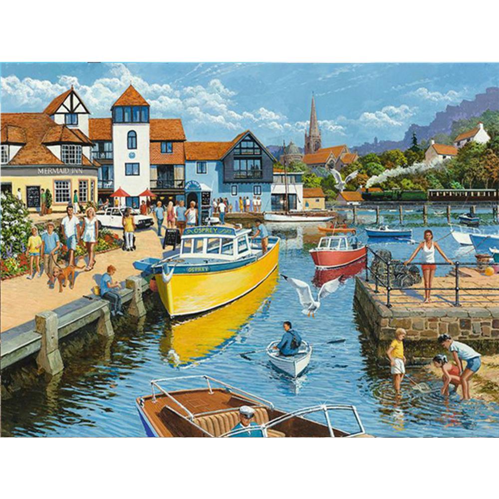 Полный дрель 5d наборы алмазной живописи новые поступления прибрежный город вышивка крестом Алмазная мозаика украшение корабля для дома